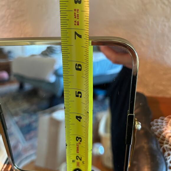 Mid-Century Brass Vanity Mirror on Pedestal Stand – Rectangular Tilt Design - Picture 14 of 14